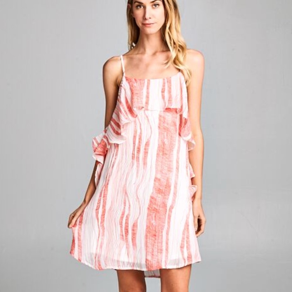 Paper Crane Woven Dress with ruffle detail
